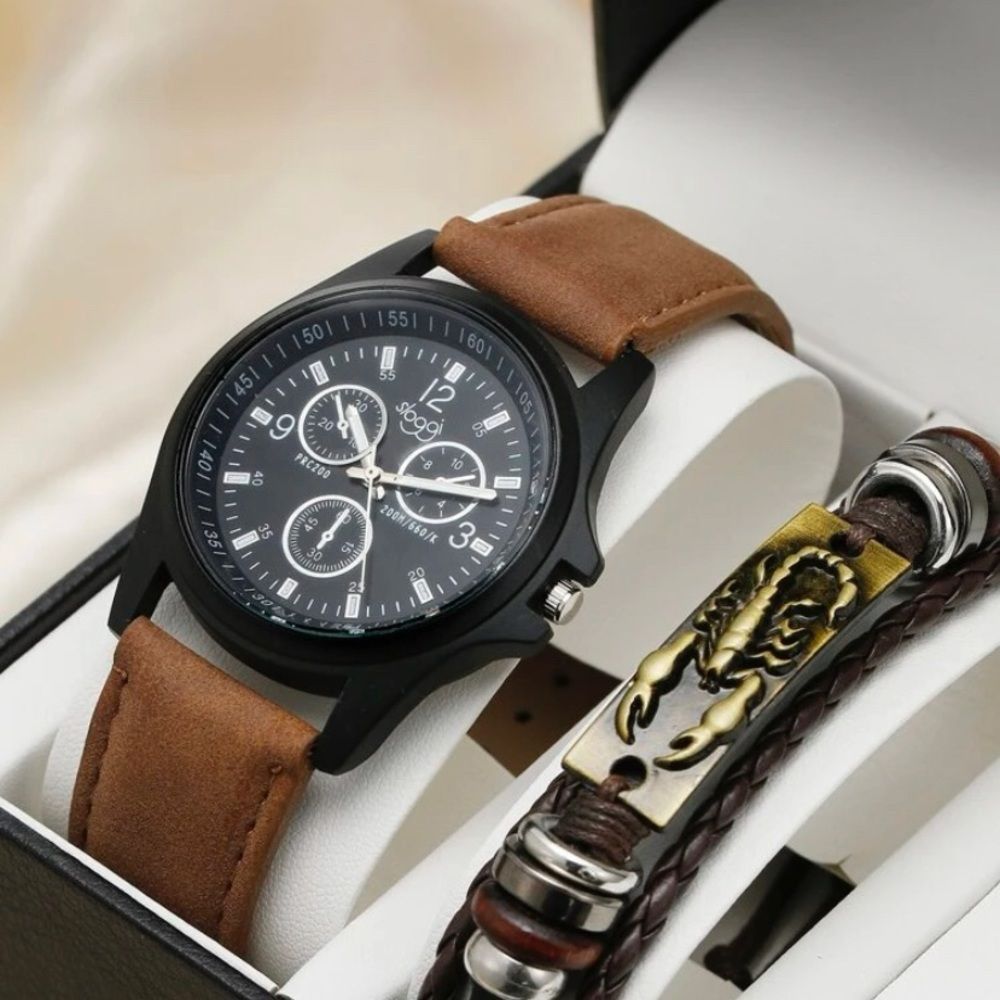 Scorpion 1pc Men Round Pointer Quartz Watch With … - image 1